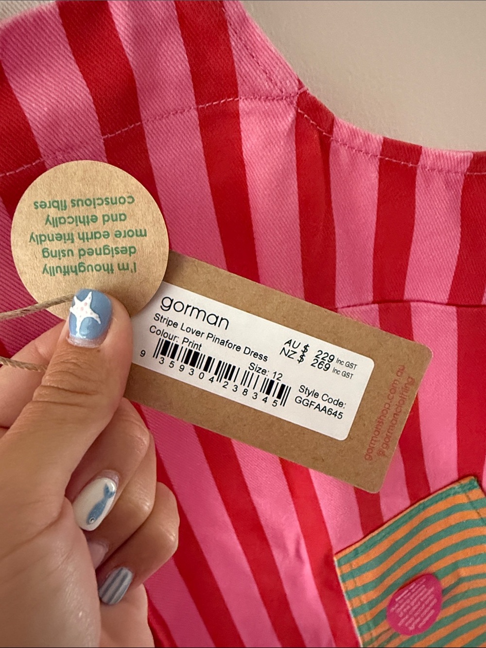 gorman Pink, Red, Yellow, Green Striped Pinafore Dress - Picture 4 of 6